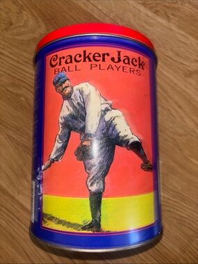 Cracker Jack Decorative Tin Canister - Red & Blue